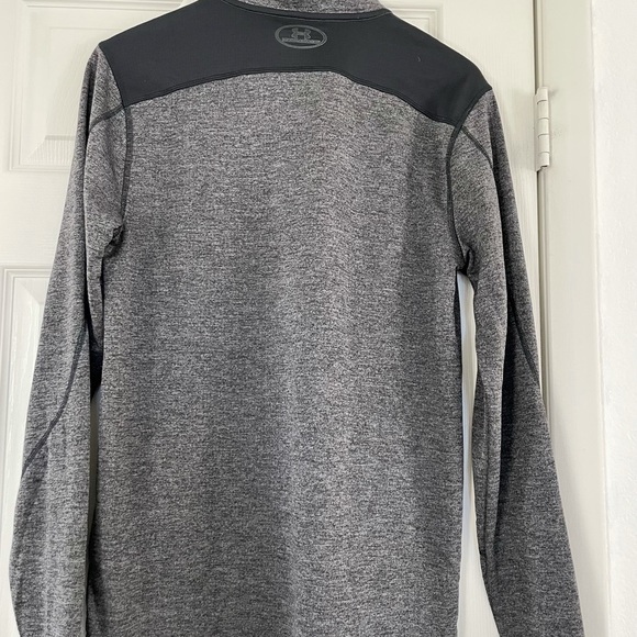 Men Under Armour pullover sweatshirt, half zip, grey/black - Picture 2 of 4